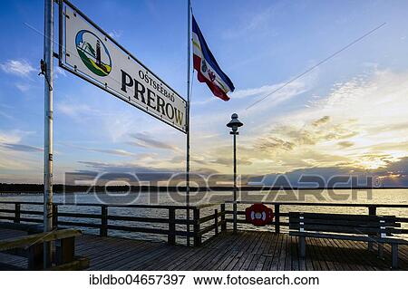 Stock Photo - Prerow pier, Western Pomerania Lagoon Area National Park, Fischland-Darß-Zingst, Baltic Sea, Prerow, Mecklenburg-Western Pomerania, Germany, Europe. Fotosearch