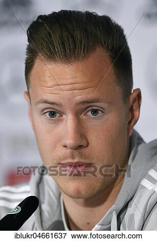 Stock Photo - Press conference with goalkeeper Marc-Andre ter Stegen (FC Barcelona) in front of the friendly match against Spain. Fotosearch