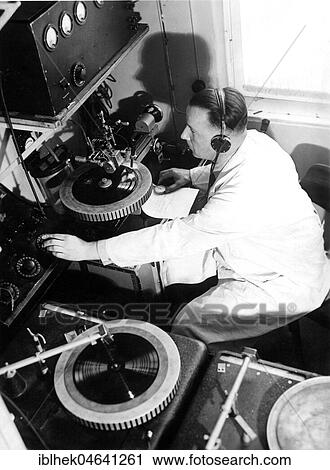 Stock Image - Radio Diskjockey, 1960s, Berlin, Germany, Europe. Fotosearch