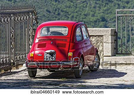 Stock Photo - Red FIAT Nuova 500 L, Cinquecento, Oldtimer, Molise, Italy, Europe. Fotosearch