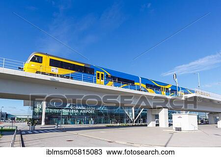 Regional train in front of the terminal of Gdansk Airport Gdansk Lech Walesa Airport (GDN), Gdansk, Poland, Europe View Large Photo Image Stock Image - Regional train in front of the terminal of Gdansk Airport Gdansk Lech Walesa Airport (GDN), Gdansk, Poland, Europe. Fotosearch