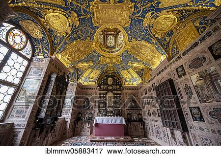 Stock Photo - Rich chapel, private prayer and devotional room of Duke Maximilian I in the Residenzmuseum, Munich Residence, Munich, Upper Bavaria, Bavaria, Germany, Europe. Fotosearch