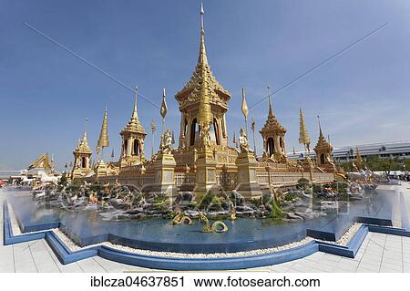 Stock Image - Royal Crematorium for King Bhumibol Adulyadej, Bangkok, Thailand, Asia. Fotosearch