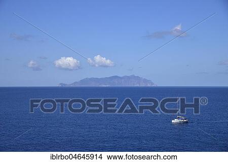 Picture - Sailboat off Marettimo Island, Egadic Islands, Italy, Europe. Fotosearch