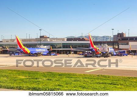 Stock Photograph - San Jose, United States, 10 April 2019: Southwest Airlines Boeing 737-700 aircraft at San Jose (SJC) Airport in the United States, North America. Fotosearch