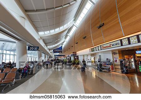 Stock Image - San Jose, United States, 11 April 2019: Terminal B of San Jose International Airport (SJC) in the United States, North America. Fotosearch