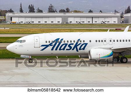 Stock Image - San Jose, United States, April 11, 2019: An Alaska Airlines Boeing 737-800 aircraft with registration mark N508AS at San Jose (SJC) Airport in the United States, North America. Fotosearch