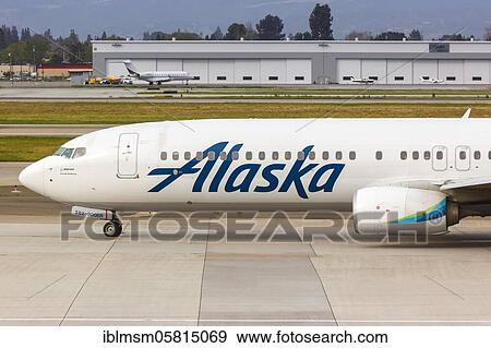 Stock Photo - San Jose, United States, April 11, 2019: An Alaska Airlines Boeing 737-900ER aircraft with registration mark N282AK at San Jose (SJC) Airport in the United States, North America. Fotosearch