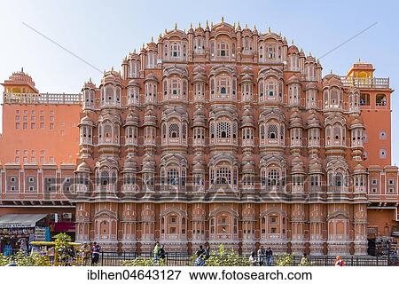 Sandstone facade of Hawa Mahal, Palace of Winds, Jaipur, Rajasthan, India, Asia View Large Photo Image Stock Photo - Sandstone facade of Hawa Mahal, Palace of Winds, Jaipur, Rajasthan, India, Asia. Fotosearch
