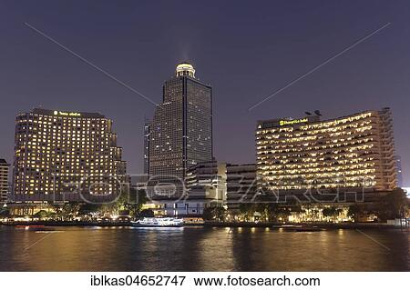 Shangri-La Hotel and Lebua State Tower at night, on the Mae Nam Chao Phraya River, Bang Rak, Bangkok, Thailand, Asia View Large Photo Image Stock Photo - Shangri-La Hotel and Lebua State Tower at night, on the Mae Nam Chao Phraya River, Bang Rak, Bangkok, Thailand, Asia. Fotosearch