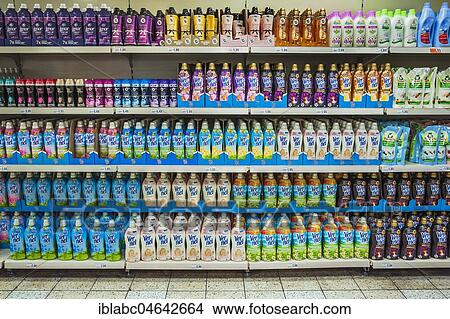 Picture - Shelf with detergent in a supermarket, Germany, Europe. Fotosearch