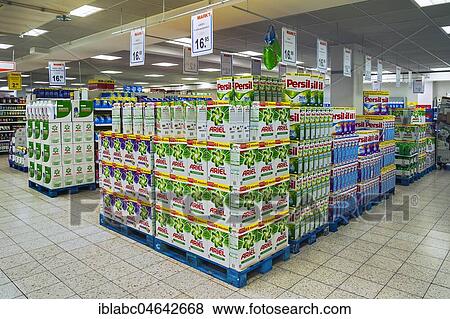 Shelf with detergent in a supermarket, Germany, Europe View Large Photo Image Stock Photo - Shelf with detergent in a supermarket, Germany, Europe. Fotosearch