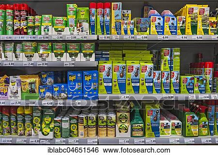 Shelf with insecticide, garden centre, interior, Bavaria, Germany, Europe View Large Photo Image Stock Photograph - Shelf with insecticide, garden centre, interior, Bavaria, Germany, Europe. Fotosearch