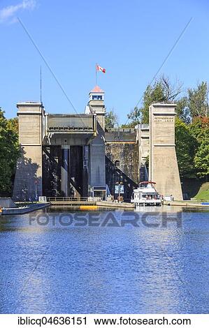 Stock Image - Ship lift Peterborough, Trent-Severn waterway, Peterborough, Ontario, Canada, North America. Fotosearch