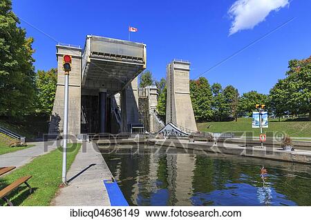 Stock Photo - Ship lift Peterborough, Trent-Severn waterway, Peterborough, Ontario, Canada, North America. Fotosearch
