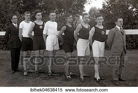 Six young sportsmen and women with coach, ca. 1929, 1920s, exact location unknown, Germany, Europe View Large Photo Image Stock Photography - Six young sportsmen and women with coach, ca. 1929, 1920s, exact location unknown, Germany, Europe. Fotosearch