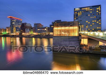Skyline at Media Harbour, Lido, Colorium building with Innside Hotel, Roggendorf-Haus, Hyatt Rgency Hotel, blue hour, Düsseldorf, North Rhine-Westphalia, Germany, Europe View Large Photo Image Stock Image - Skyline at Media Harbour, Lido, Colorium building with Innside Hotel, Roggendorf-Haus, Hyatt Rgency Hotel, blue hour, Düsseldorf, North Rhine-Westphalia, Germany, Europe. Fotosearch