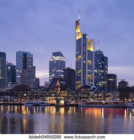 Skyline, Business District, Main, Blue Hour, Frankfurt am Main, Hesse, Germany, Europe View Large Photo Image Stock Photography - Skyline, Business District, Main, Blue Hour, Frankfurt am Main, Hesse, Germany, Europe. Fotosearch