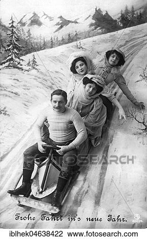 Sledge ride in front of a snow and mountain scenery, man with three women, ca. 1915, exact place unknown, Germany, Europe View Large Photo Image Stock Image - Sledge ride in front of a snow and mountain scenery, man with three women, ca. 1915, exact place unknown, Germany, Europe. Fotosearch