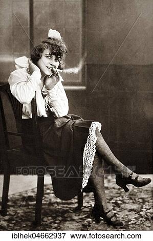 Stock Photo - Smoking Woman, 1920s, Germany, Europe. Fotosearch