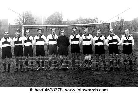 Soccer team at the group picture in front of the goal, 1930s, exact location unknown, Germany, Europe View Large Photo Image Stock Photo - Soccer team at the group picture in front of the goal, 1930s, exact location unknown, Germany, Europe. Fotosearch