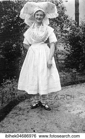 Stock Photograph - Sorbian woman in traditional traditional costume, 1920s, Spreewald, Germany, Europe. Fotosearch