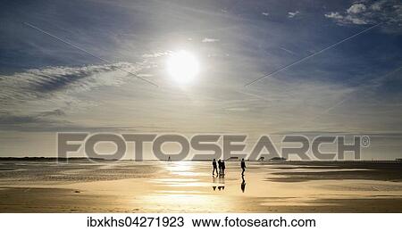 Spazierganger am Strand bei untergehender Sonne, Sankt Peter-Ording, Schleswig Holstein, Deutschland, Europa View Large Photo Image Stock Image - Spazierganger am Strand bei untergehender Sonne, Sankt Peter-Ording, Schleswig Holstein, Deutschland, Europa. Fotosearch