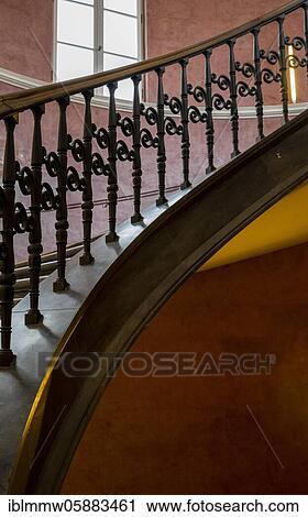 Stock Image - Spiral staircase, Munich Residence, Munich, Upper Bavaria, Bavaria, Germany, Europe. Fotosearch