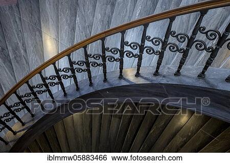 Stock Photograph - Spiral staircase, Munich Residence, Munich, Upper Bavaria, Bavaria, Germany, Europe. Fotosearch