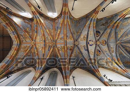 Stock Image - Splendid ceiling fresco, Trinitatiskirche, city church, Augustinian canonry, monastery, Langenzenn, Middle Franconia, Franconia, Bavaria, Germany, Europe. Fotosearch