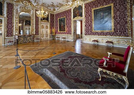 Stock Photograph - Splendid red armchair, Audience Room, Munich Residence, Munich, Upper Bavaria, Bavaria, Germany, Europe. Fotosearch