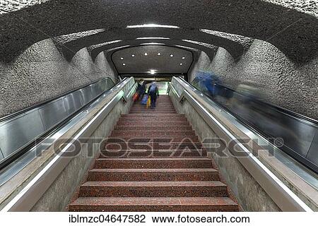 Stock Image - Staircase of the subway station Lorenz Kirche, Nuremberg, Middle Franconia, Bavaria, Germany, Europe. Fotosearch