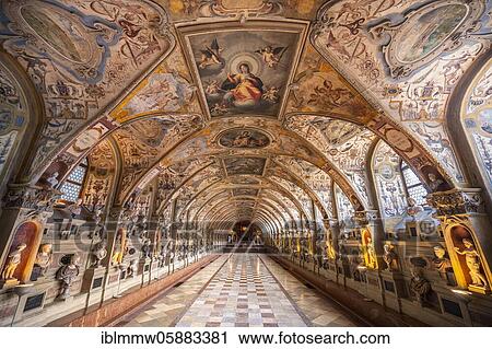 Stock Image - Statues in the Renaissance Antiquarium or Hall of Antiquities in the Munich Residence, Munich, Upper Bavaria, Bavaria, Germany, Europe. Fotosearch