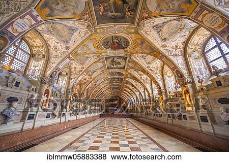 Stock Photo - Statues in the Renaissance Antiquarium or Hall of Antiquities in the Munich Residence, Munich, Upper Bavaria, Bavaria, Germany, Europe. Fotosearch