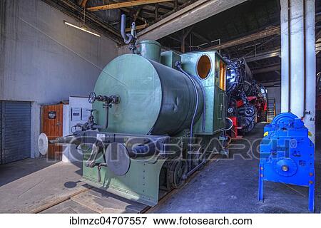Stock Photo - Steam storage locomotive from 1913 in the roundhouse, Bavarian Railway Museum Nördlingen, Nördlingen, Bavaria, Germany, Europe. Fotosearch