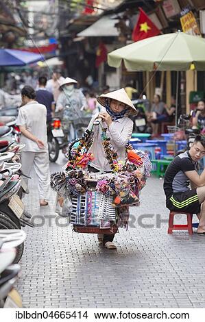Picture - Street vendor, Hoan Kiem old quarter, Hanoi, Vietnam, Asia. Fotosearch