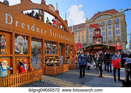 Stock Image - Striezelmarkt, Christmas market at Altmarkt, Dresden, Saxony, Germany, Europe. Fotosearch