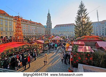 Striezelmarkt, Christmas market on the Altmarkt, tower of the Kreuzkirche in the background, Dresden, Saxony, Germany, Europe View Large Photo Image Picture - Striezelmarkt, Christmas market on the Altmarkt, tower of the Kreuzkirche in the background, Dresden, Saxony, Germany, Europe. Fotosearch
