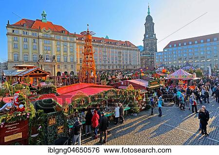 Striezelmarkt, Christmas market on the Altmarkt, tower of the Kreuzkirche in the background, Dresden, Saxony, Germany, Europe View Large Photo Image Stock Photograph - Striezelmarkt, Christmas market on the Altmarkt, tower of the Kreuzkirche in the background, Dresden, Saxony, Germany, Europe. Fotosearch