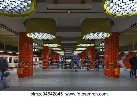 Stock Photography - Subway station central station, Nuremberg, Middle Franconia, Bavaria, Germany, Europe. Fotosearch