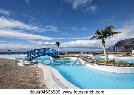 Swimming pool, Piscine Plage Port, Los Gigantes, Tenerife, Spain, Europe View Large Photo Image Stock Photo - Swimming pool, Piscine Plage Port, Los Gigantes, Tenerife, Spain, Europe. Fotosearch