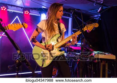 Stock Photo - Swiss singer and songwriter Anna Kaenzig live with band in the Schüür Lucerne, Switzerland, Europe. Fotosearch
