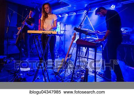 Stock Photography - Swiss singer and songwriter Anna Kaenzig live with band in the Schüür Lucerne, Switzerland, Europe. Fotosearch