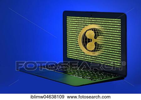 Symbol image cryptocurrency, digital currency, gold physical coin Ripple laptop with digital binary code View Large Photo Image Stock Photo - Symbol image cryptocurrency, digital currency, gold physical coin Ripple laptop with digital binary code. Fotosearch