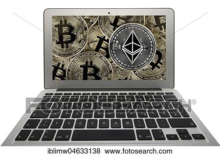Symbol picture cryptocurrency, digital currency, silver coin Ethereum under gold coins Bitcoin on laptop display, cutout View Large Photo Image Stock Photo - Symbol picture cryptocurrency, digital currency, silver coin Ethereum under gold coins Bitcoin on laptop display, cutout. Fotosearch