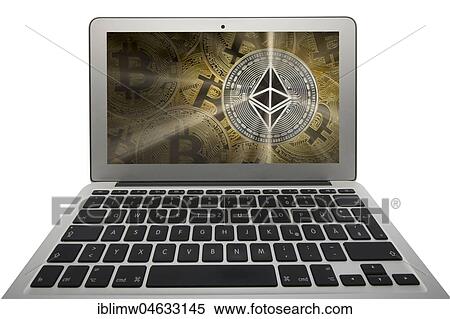 Symbol picture cryptocurrency, digital currency, silver coin Ethereum under gold coins Bitcoin on laptop display, cutout View Large Photo Image Stock Photography - Symbol picture cryptocurrency, digital currency, silver coin Ethereum under gold coins Bitcoin on laptop display, cutout. Fotosearch