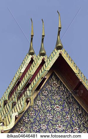 Temple roof with gable mosaic, Wihan of Wat Pho, Buddhist temple complex, Ko Ratanakosin, Bangkok, Thailand, Asia View Large Photo Image Stock Image - Temple roof with gable mosaic, Wihan of Wat Pho, Buddhist temple complex, Ko Ratanakosin, Bangkok, Thailand, Asia. Fotosearch