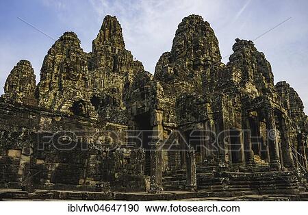 Stock Image - Temple ruin, Bayon Temple, Angkor Thom Complex, Angkor Archaeological Park, Siem Reap Province, Cambodia, Asia. Fotosearch