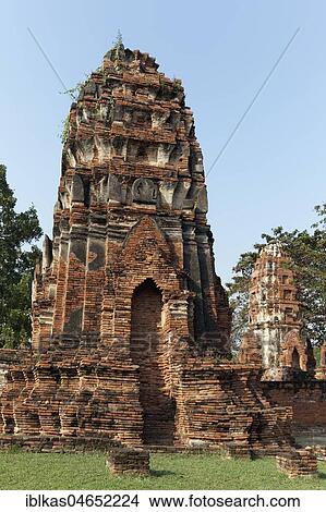 Temple Tower Ruin, Prang, Wat Maha That, Wat Mahathat, Ayutthaya, Thailand, Asia View Large Photo Image Picture - Temple Tower Ruin, Prang, Wat Maha That, Wat Mahathat, Ayutthaya, Thailand, Asia. Fotosearch