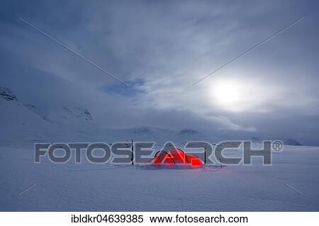 Tent by full moon in the snow, Kungsleden or king's trail, Province of Lapland, Sweden, Scandinavia, Europe View Large Photo Image Stock Photography - Tent by full moon in the snow, Kungsleden or king's trail, Province of Lapland, Sweden, Scandinavia, Europe. Fotosearch